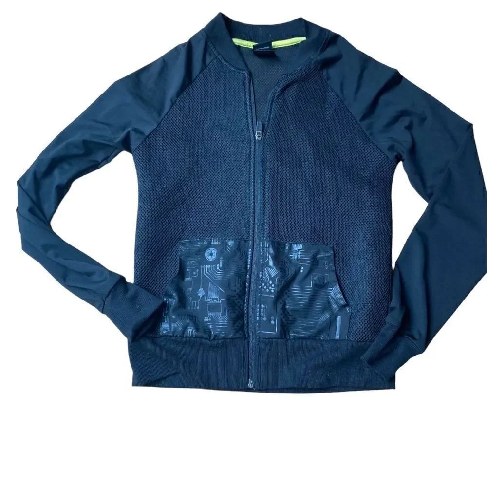 Graphic Star Wars Black Zip Up Athletic Top Mesh Back Size Small